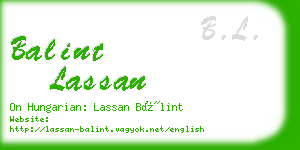 balint lassan business card